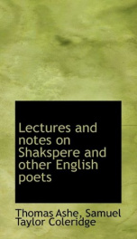 lectures and notes on shakspere and other english poets_cover