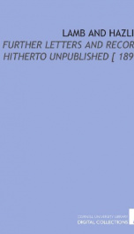 lamb and hazlitt further letters and records hitherto unpublished_cover