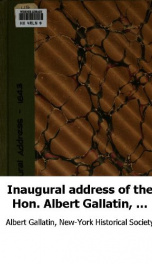 inaugural address of the hon albert gallatin_cover