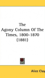 the agony column of the times 1800 1870_cover