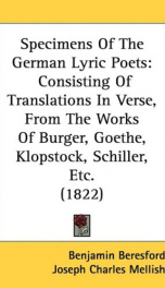 specimens of the german lyric poets consisting of translations in verse_cover