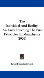 the individual and reality an essay touching the first principles of metaphysic_cover