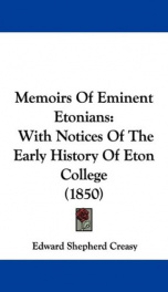 memoirs of eminent etonians with notices of the early history of eton college_cover