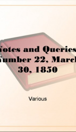 Notes and Queries, Number 22, March 30, 1850_cover