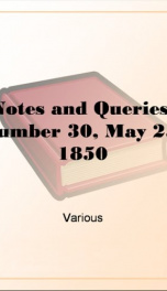 Notes and Queries, Number 30, May 25, 1850_cover