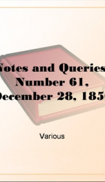 Notes and Queries, Number 61, December 28, 1850_cover