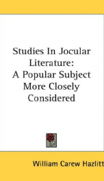 studies in jocular literature a popular subject more closely considered_cover