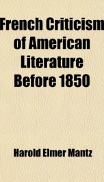 french criticism of american literature before 1850_cover