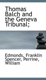 thomas balch and the geneva tribunal_cover