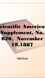 Scientific American Supplement, No. 620,  November 19,1887_cover