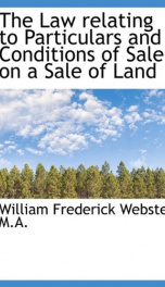 the law relating to particulars and conditions of sale on a sale of land_cover