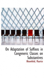 on adaptation of suffixes in congeneric classes on substantives_cover