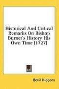 historical and critical remarks on bishop burnets history his own time_cover