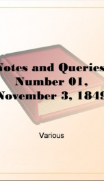 Notes and Queries, Number 01, November 3, 1849_cover