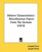 hebrew characteristics miscellaneous papers from the german_cover