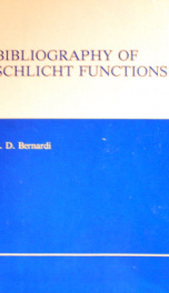 bibliography of schlicht functions_cover