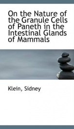 on the nature of the granule cells of paneth in the intestinal glands of mammals_cover