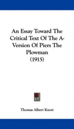 an essay toward the critical text of the a version of piers the plowman_cover