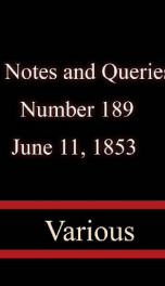 Notes and Queries, Number 189, June 11, 1853_cover
