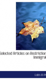 selected articles on restriction of immigration_cover