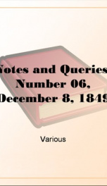 Notes and Queries, Number 06, December 8, 1849_cover