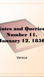 Notes and Queries, Number 11, January 12, 1850_cover