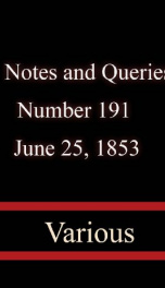 Notes and Queries, Number 191, June 25, 1853_cover