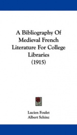 a bibliography of medieval french literature for college libraries_cover