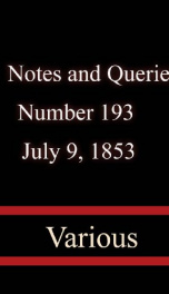 Notes and Queries, Number 193, July 9, 1853_cover