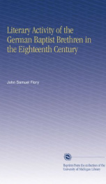 literary activity of the german baptist brethren in the eighteenth century_cover