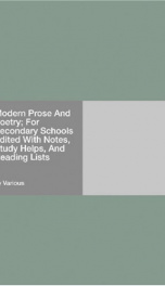 Modern Prose And Poetry; For Secondary Schools_cover