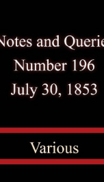 Notes and Queries, Number 196, July 30, 1853_cover