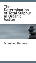 the determination of total sulphur in organic matter_cover