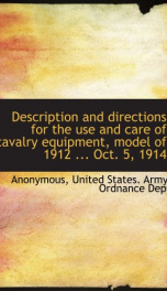 description and directions for the use and care of cavalry equipment model of_cover