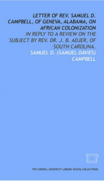 letter of rev samuel d campbell of geneva alabama on african colonization_cover