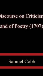 Discourse on Criticism and of Poetry (1707)_cover