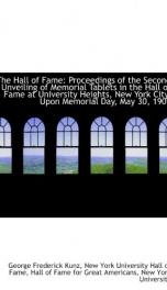 the hall of fame proceedings of the second unveiling of memorial tablets in the_cover