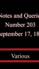 Notes and Queries, Number 203, September 17, 1853_cover