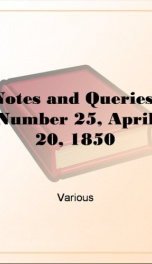 Notes and Queries, Number 25, April 20, 1850_cover