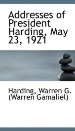 addresses of president harding may 23 1921_cover