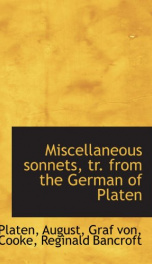 miscellaneous sonnets tr from the german of platen_cover