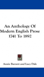an anthology of modern english prose 1741 to 1892_cover