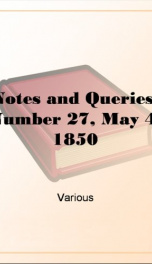 Notes and Queries, Number 27, May 4, 1850_cover