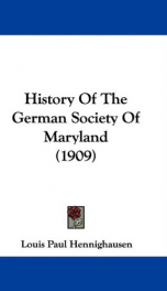 history of the german society of maryland_cover