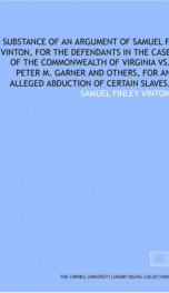 substance of an argument of samuel f vinton for the defendants in the case of_cover