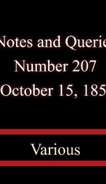Notes and Queries, Number 207, October 15, 1853_cover