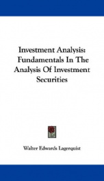 investment analysis fundamentals in the analysis of investment securities_cover