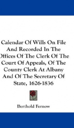 calendar of wills on file and recorded in the offices of the clerk of the court_cover