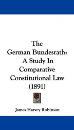 the german bundesrath a study in comparative constitutional law_cover