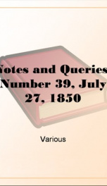 Notes and Queries, Number 39, July 27, 1850_cover